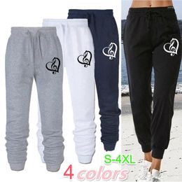 Women's Pants Women Harajuku Letter Love Print Long Autumn And Winter Casual Sweatpants Solid Color Bottoms Jogging Fitness Sports