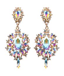 Women Drop Earrings Colourful Flower Big Starburst Pendant Crystal Stud Gem Statement Earrings Jewellery Gifts 5582538