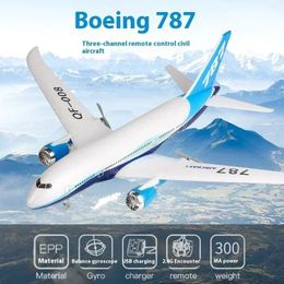 Rc Boeing 787 Glider Qf008 24g Electric Remote Control ThreeChannel Fixed Wing Aircraft Passenger Jet Model Toy Kids Gift 240511