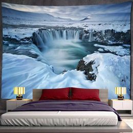 Tapestries Mountain waterfall pattern background cloth bedroom wall hanging cloth living room home decoration tapestry