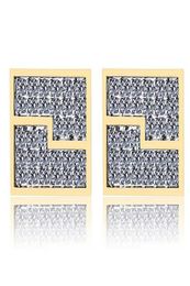 3D Box XL Gold CZ Square Iced Out Bling Bling Earrings 1 Pair Micro Pave Cubic Zircon Earring For Men Women Rapper Singer Accessor5679373