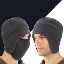 Bombowce czapki mężczyźni kobiety grube puszyste termiczne na zewnątrz wiatrowoodporne maska ​​do twarzy polaru czapki ochronne zimowe czapki modne