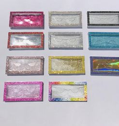 Whole Diamond Glitter 3D Mink Eyelashes Box 1 pair Rectangle Bling Empty EyeLash Boxes 3D Lashes Case Cosmetics Packaging Cont9164141