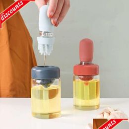 Bbq Tools Accessories Upgrade Portable Oil Sauce Spice Bottle Dispenser With Sile Brush For Cooking Baking Seasoning Kitchen Food Dhtlg