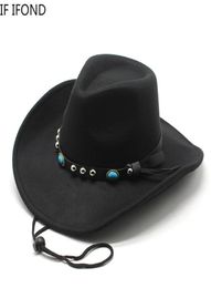 Western Cowboy Hats For Men Wide Brim Panama Trilby Jazz Hats Travel Party Sombrero Cap Dad Hat With Belt 2205144956659