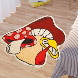 Carpets Mushroom Soft Carpet Bed Mat Artistic Ins Style Red Pink Chic Cosy Room Absorbent Slip-Resistant Floor Rug Home Decor