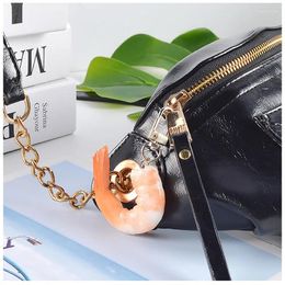 Keychains Funny Simulation PVC Shrimp Keychain Prawn Keyring Food Sea Animal Kids Toy Bag Backpack Ornament Woman Girl Jewelry Accessories