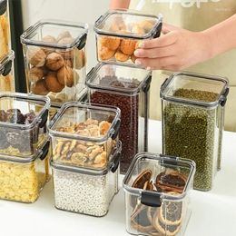 Storage Bottles Square Thickened Transparent Sealed Tank Grain Box Portable Food Grade Plastic Dry Goods Tea