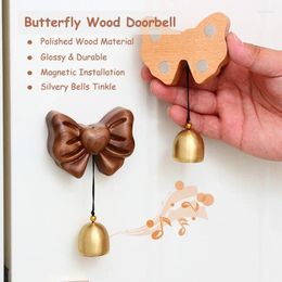 Decorative Figurines Bow Wooden Doorbell Suction Door Into The Solid Wood Wind Chimes Strong Adsorption Alarm