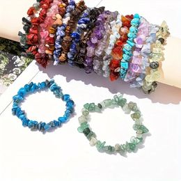 Natural Gemstone Chakra Bracelets Crystal Healing Chip Gemstone Stretch Bracelets for Women Reiki Yoga Anxiety