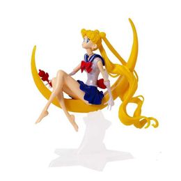 Action Toy Figures Cartoon Anime Sailor Moon Tsukino Action Figure Wings Toy Doll Cake Decoration Collection Model Girls Gift Toy for Children Y240514