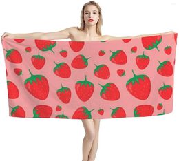 Towel Fruit Cute Strawberry Print Summer Beach Towels Oversized Thickness Bath Spa Microfiber Soft Fluffy Swim For Travel