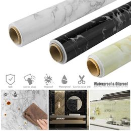 Window Stickers 60x300cm Marble Pattern Waterproof Self-adhesive Kitchen Wallpaper Wall Sticker Home Decoration