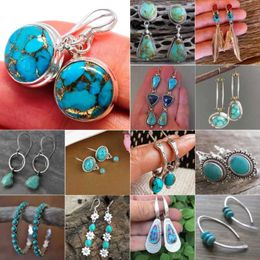 Earrings Boho Dangle Earrings for Women Vintage Turquoise Drop Earrings Ethnic Retro Pendant Ear Hook Beach Party Jewellery Gift 230831