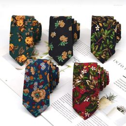 Bow Ties 6CM Floral Neckties For Men Women Korean Soft Cotton Casual Neck Handmade Narrow Green Cravate Neckwear Shirt Accessories