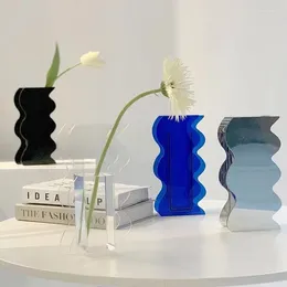 Vases Living Room Bedroom Acrylic Wave Ornaments Flower Vase Creative Geometric Arrangement Art Decor Irregular ZD198