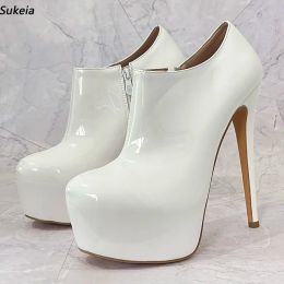 Sukeia ручной работы женщин перекачивает водонепроницаемые круглое ноги сексуальные каблуки с шпильком красивые белые туфли для вечеринок, дамы, а также размер 5-20