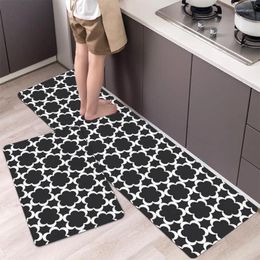Carpets Black Flower Print Kitchen For Living Room Long Area Rug Floor Mat Entrance Door Home Decor