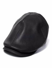 WholeMens Ivy Cap Faux Leather Bunnet Newsboy Beret Cabbie Gatsby Flat Golf Hat279O5410888