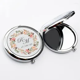 Party Favour Personalised Wedding Favours Metal Compact Mirror Souvenir Gift For Guest Custom Design Pocket Makeup Mirrors 50pcs