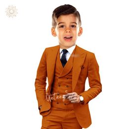 Set di abbigliamento set da ragazzi set 3 pezzi Slim adatto giubbotto con rivestimento coat e pantaloni per bambini set formale di nozze 4-14 anni T240513