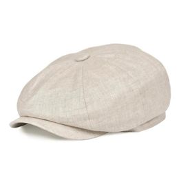 BOTVELA Summer Linen Newsboy Cap Men Women Herringbone Bakerboy Caps Lightweight Breathable Flat Hat Apple Beret Hats 007 T2007156088273