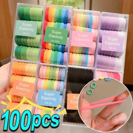 Hair Accessories 100 pieces/set of colorful basic nylon earmuffs headbands girls ponytail brackets tie screws small mini headwear d240521