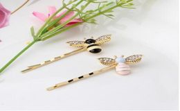 New Colorful Girls Barrettes Flying Bee Hair Clip Pins Cute Pink Black Hair Jewelry Rhinestone Hair Accessories Hairpins GB1801584