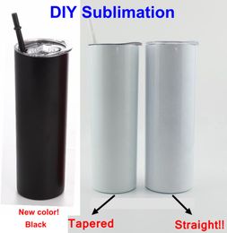 Sublimation Tumbler DIY Blank Straight Cup Stainless Steel Skinny Insulated Tumbler Drinking Water Bottle Beer Coffee Mugs YFAB2309694870