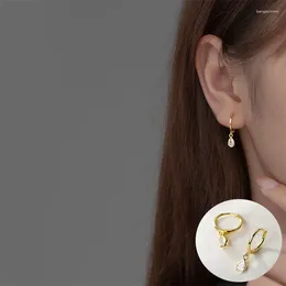 Dangle Earrings 925 Sterling Silver Zircon Water Drop For Women Girl Simple Geometric Design Jewelry Party Gift