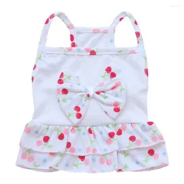 Dog Apparel Stylish Bow Strawberry Camisole Dress Cotton Non-shrink