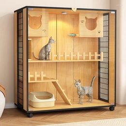 Cat Carriers Litter Box Tower Cage Toys Indoor Luxury Castle Climbing Frame Tunnel Restraint Katze Showcase Pet Supplies