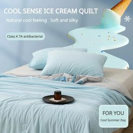 Soft Silky Cool Summer Quilt Double Side Cold Cooling Fabric Breathable Cooled Air Condition Blanket Thin Comforter 240514