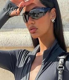 Sunglasses Storey Y2K Fashion Little Star Rimless Women Men 2023 Trendy Siamese Oversized Mirrored Lens Square Sun Glasses S209199855972