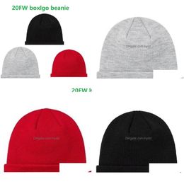 Beanies 20Fw Black Red Grey Beanie Winter Knitted Sklcap Adt Casual Hip Hop Hat Women Men Acrylic Cap Unisex Solid Color Keep Warm D Dhbuw