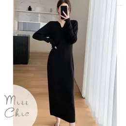 Casual Dresses Lazy Style Over The Knee Knit Dress For Women Autumn And Winter 2024 Paired With A Stylish Slim Fitting Mid Length Woollen