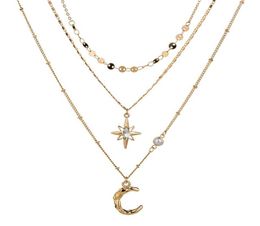 Pendant Necklaces Christmas Jewellery Ins Versatile Tianmang Star Moon Necklace Trendy Multilayer Stacked Neckchain Female2091792