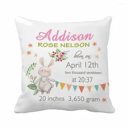 Pillow Personalised Custom Floral Kid Cover Polyester Cotton Linen Case Boy And Girl Birth
