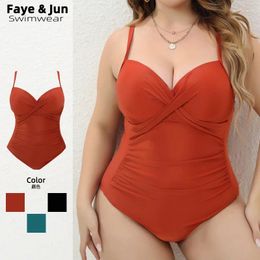 Women's Swimwear Plus Size One-piece Swimsuit For Women 2024 Solid Large 4XL Female Monokini Push-up Bathing Suits Backless Beach
