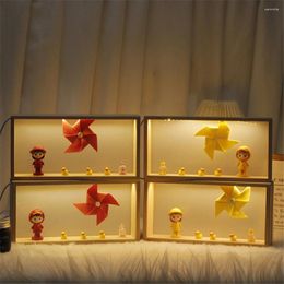 Frames Wooden DIY Po Frame With LED Light Cute Girl Bedhead Night Box USB Plug-in Birthday Present To Daughter Greeting Cards