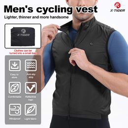 Racing Jackets X-TIGER Men Jerseys Windproof Lightweight Cycling Sleeveless Jacket Bike Uniform Bicycle Jersey Clothing Vest Behind