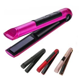 USB Rechargeable Professional Hair Curling Iron 2 IN 1 Twist Portable Hair Straightener Curler Flat Hair Styler Styling Tool 240514