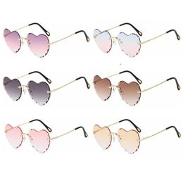 Sunglasses Heart shaped sunglasses with frameless metal frame Heart shaped sunglasses Gradient lens Love sunglasses Womens glasses UV400 protection d240513