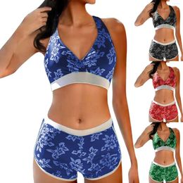 Women's Swimwear Bathing Suits With Shorts Ladies Bikini Split Deep V Sexy Swimsuit Women Flat Front Pant Swim Tops For