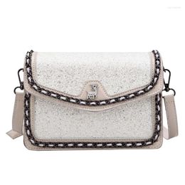 Shoulder Bags Fashion Shiny Messenger Bag Ladies High Quality Retro Patent Leather Diagonal Small Square Girl Chain