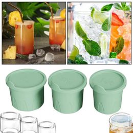 Baking Moulds Leak-proof Ice Tray Silicone With Lid For 30/40 Oz Cup Stackable Hollow Cylinder Cubes Cocktails Drinks