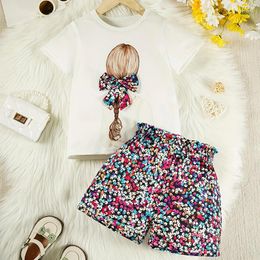 Clothing Sets Cute Girl Summer Stereoscopic Bow Top Colourful Polka Dot Casual Shorts Set