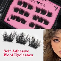 False Eyelashes Self Adhesive Wool Curly Fluffy Thickness Natural Long 5D