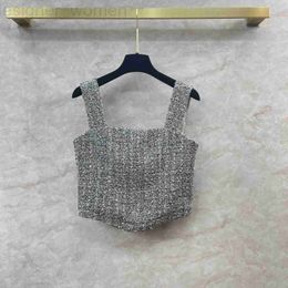 Womens Tanks Camis designer Silver Gray Soft Tweed camisole with small vest for womens wear small fragrance style inner matching with strapless and strapless top