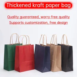 Gift Wrap Customised Kraft Paper Bag Personalised Handbag Printing LOGO Take-out Packaging Clothing Shopping